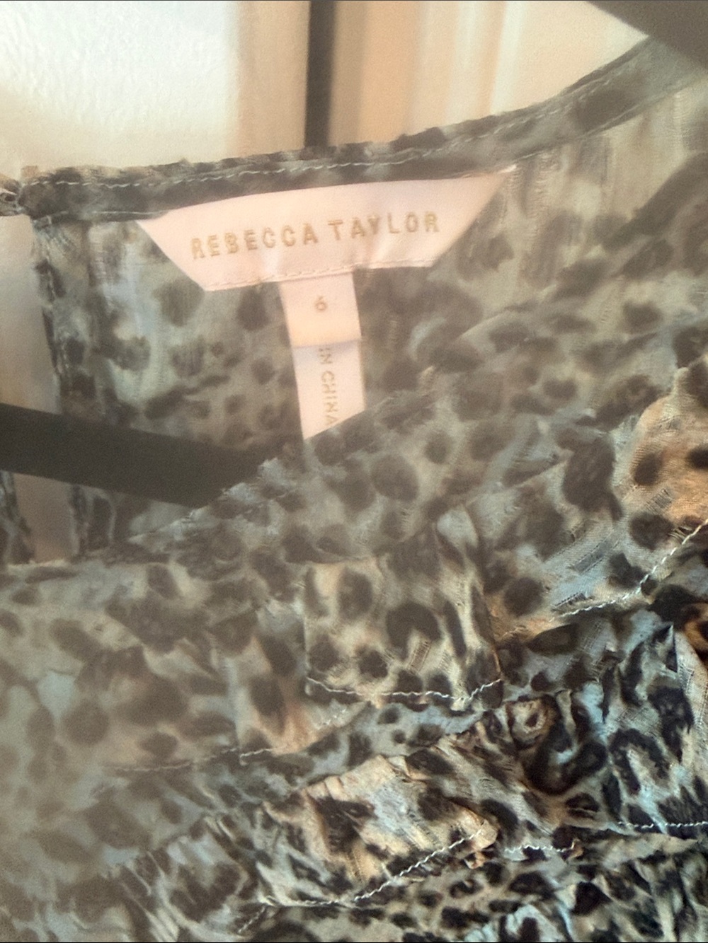 Rebecca Taylor Animal Print Top in Brown and Black